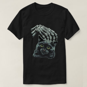 Skeleton Hand Boop Black Cat Pet voor Halloween T-shirt