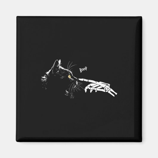 Skeleton Hand Boop Halloween Schattige Zwarte Katt Magneet (Voorkant)