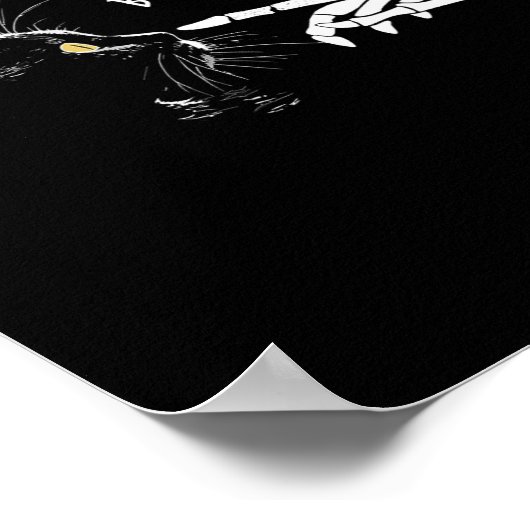 Skeleton Hand Boop Halloween Schattige Zwarte Katt Poster (Hoek)