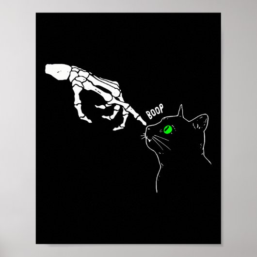Skeleton Hand Boop op een kat's Nose Funny Hallowe Poster (Voorkant)