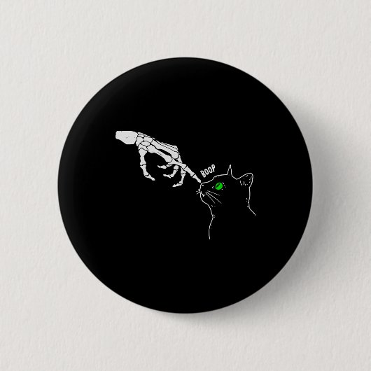 Skeleton Hand Boop op een kat's Nose Funny Hallowe Ronde Button 5,7 Cm (Voorkant)