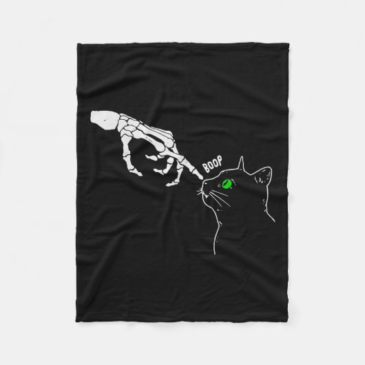 Skeleton Hand Boop op een kattenkop Fleece Deken (Voorkant)