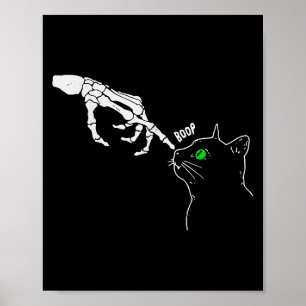 Skeleton Hand Boop op een kattenkop Poster