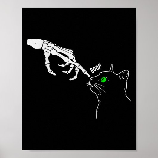 Skeleton Hand Boop op een kattenkop Poster (Voorkant)