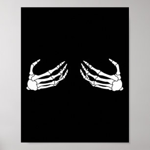 Skeleton Hand Borst Grappig Halloween Kostuum Spoo Poster