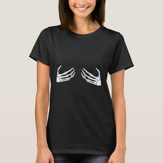 Skeleton Hand Borst Grappig Halloween Kostuum Spoo T-shirt (Voorkant)