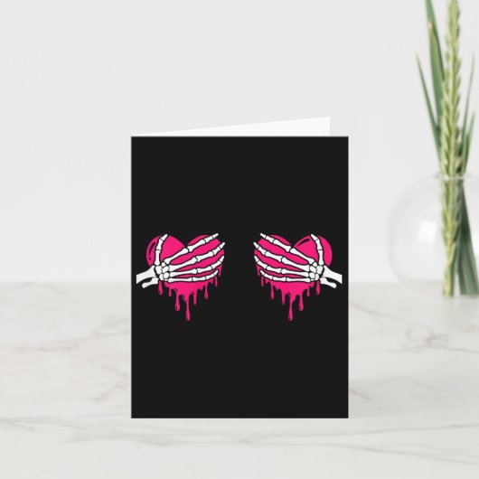 Skeleton Hand Borst Liefde Hart Halloween Vrouwen Kaart (Voorkant)
