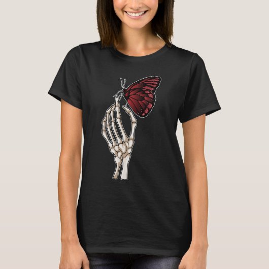 Skeleton Hand Butterfly T-shirt (Voorkant)