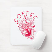 Skeleton Hand Coffee Red Hearts Gothic Muismat (Met muis)
