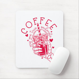 Skeleton Hand Coffee Red Hearts Gothic Muismat