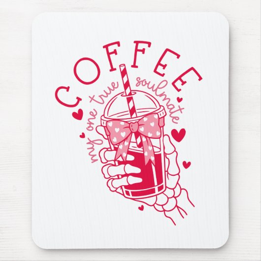 Skeleton Hand Coffee Red Hearts Gothic Muismat (Voorkant)