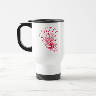 Skeleton Hand Coffee Red Hearts Gothic Reisbeker