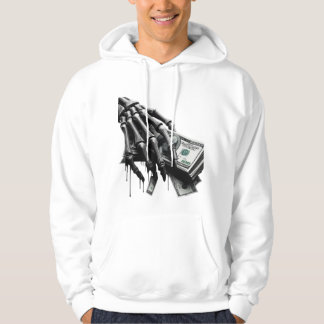 Skeleton Hand die geld vasthoudt - Bold Minimalist Hoodie