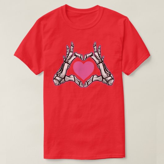 Skeleton Hand Fan Heart Botten Costume Funny Hallo T-shirt (Design voorkant)