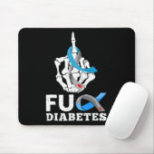 Skeleton Hand Fck Diabetes Blue Ribbon Awareness M Muismat (Met muis)