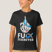 Skeleton Hand Fck Diabetes Blue Ribbon Awareness M T-shirt (Voorkant)