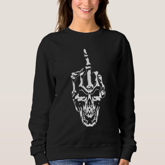 Skeleton Hand Halloween Bones Middle Finger Skull  Trui (Voorkant)