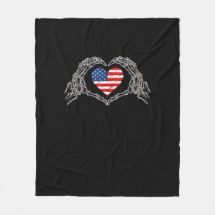 Skeleton Hand Hart 4e van de Amerikaanse Vlag Patr Fleece Deken