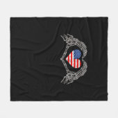 Skeleton Hand Hart 4e van de Amerikaanse Vlag Patr Fleece Deken (Voorkant (Horizontaal))