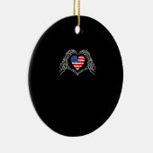 Skeleton Hand Hart 4e van de Amerikaanse Vlag Patr Keramisch Ornament (Rechts)