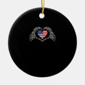 Skeleton Hand Hart 4e van de Amerikaanse Vlag Patr Keramisch Ornament (Voorkant)