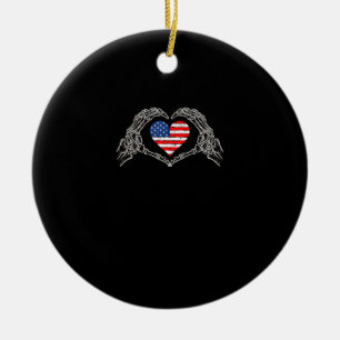 Skeleton Hand Hart 4e van de Amerikaanse Vlag Patr Keramisch Ornament