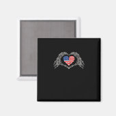 Skeleton Hand Hart 4e van de Amerikaanse Vlag Patr Magneet (Voorkant / Achterkant)