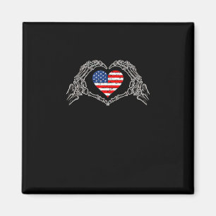 Skeleton Hand Hart 4e van de Amerikaanse Vlag Patr Magneet
