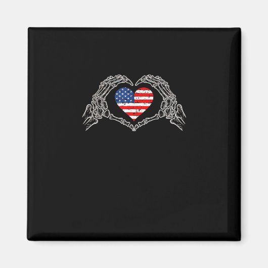 Skeleton Hand Hart 4e van de Amerikaanse Vlag Patr Magneet (Voorkant)