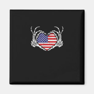 Skeleton Hand Hart 4e van de Amerikaanse Vlag Patr Magneet