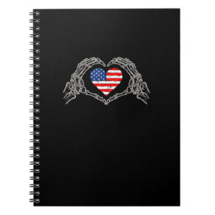 Skeleton Hand Hart 4e van de Amerikaanse Vlag Patr Notitieboek