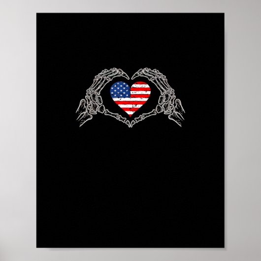 Skeleton Hand Hart 4e van de Amerikaanse Vlag Patr Poster (Voorkant)