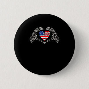 Skeleton Hand Hart 4e van de Amerikaanse Vlag Patr Ronde Button 5,7 Cm