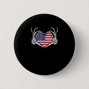 Skeleton Hand Hart 4e van de Amerikaanse Vlag Patr Ronde Button 5,7 Cm
