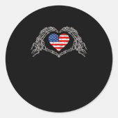 Skeleton Hand Hart 4e van de Amerikaanse Vlag Patr Ronde Sticker (Voorkant)
