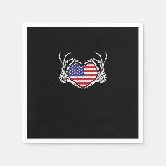 Skeleton Hand Hart 4e van de Amerikaanse Vlag Patr Servet (Voorkant)