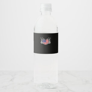 Skeleton Hand Hart 4e van de Amerikaanse Vlag Patr Waterfles Etiket