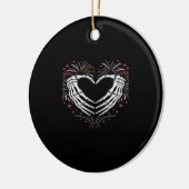 Skeleton Hand Hart 4e van USA Patriottisch Amerika Keramisch Ornament (Links)