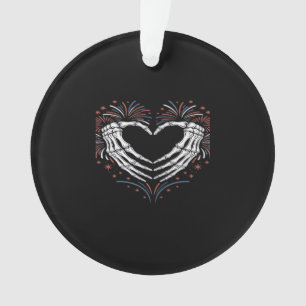 Skeleton Hand Hart 4e van USA Patriottisch Amerika Ornament