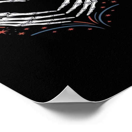 Skeleton Hand Hart 4e van USA Patriottisch Amerika Poster (Hoek)