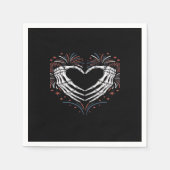 Skeleton Hand Hart 4e van USA Patriottisch Amerika Servet (Voorkant)