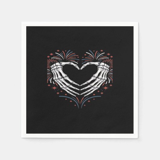 Skeleton Hand Hart 4e van USA Patriottisch Amerika Servet (Voorkant)