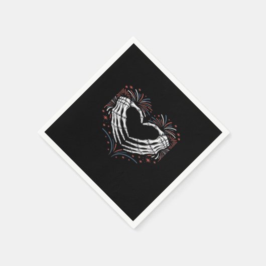 Skeleton Hand Hart 4e van USA Patriottisch Amerika Servet (Hoek)