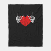 Skeleton Hand Hart en Roll, Valentijnse Halloween Fleece Deken (Voorkant)