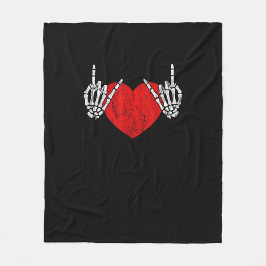Skeleton Hand Hart en Roll, Valentijnse Halloween Fleece Deken (Voorkant)