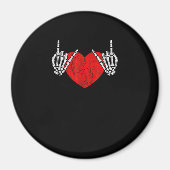 Skeleton Hand Hart en Roll, Valentijnse Halloween Magneet (Voorkant)