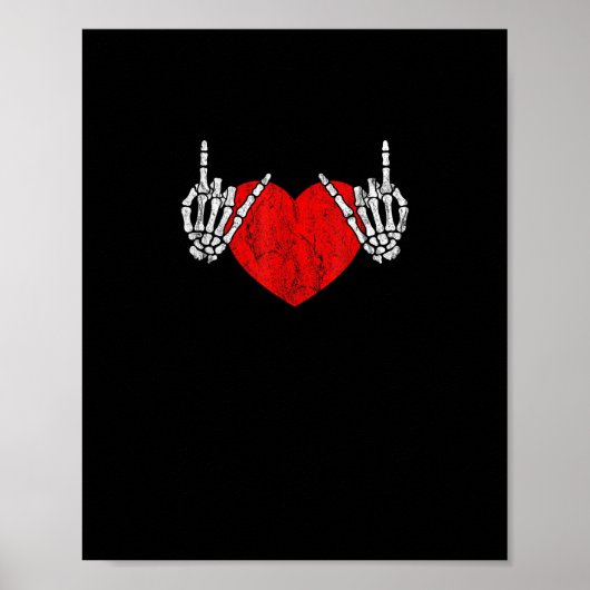 Skeleton Hand Hart en Roll, Valentijnse Halloween Poster (Voorkant)