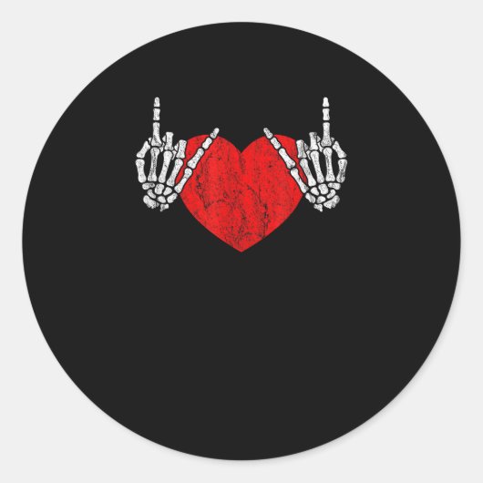 Skeleton Hand Hart en Roll, Valentijnse Halloween Ronde Sticker (Voorkant)