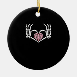 Skeleton Hand Hart Grappig Halloween Vrouwen Manne Keramisch Ornament