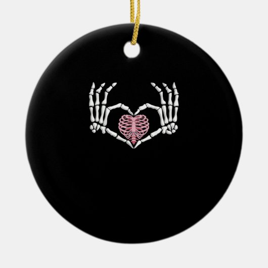 Skeleton Hand Hart Grappig Halloween Vrouwen Manne Keramisch Ornament (Voorkant)